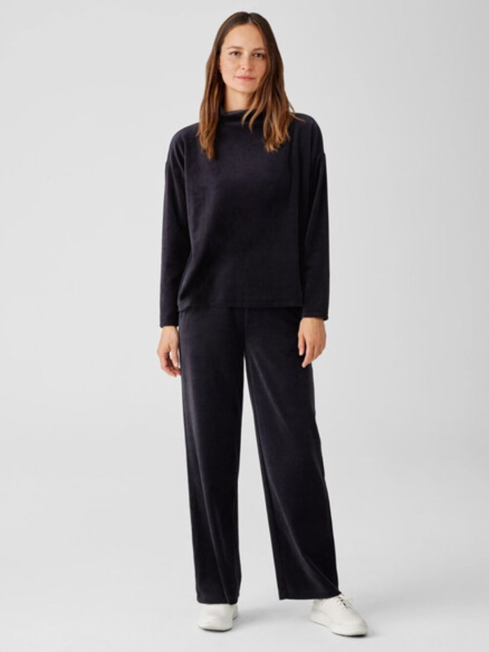 Eileen Fisher Full Length Pull on Pants, Velour, Noctrn, L